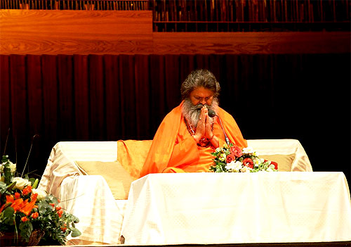 Swamiji at the public lecture in Zagreb