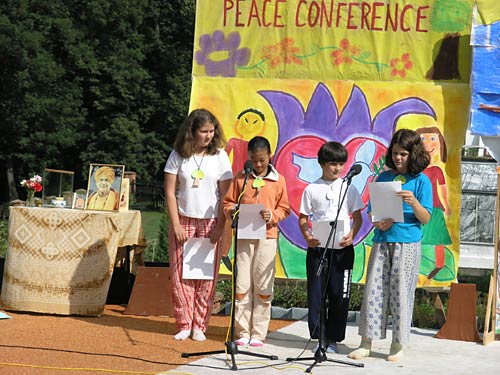 Group of children from Czech Republic thinking about the topics of peace and family