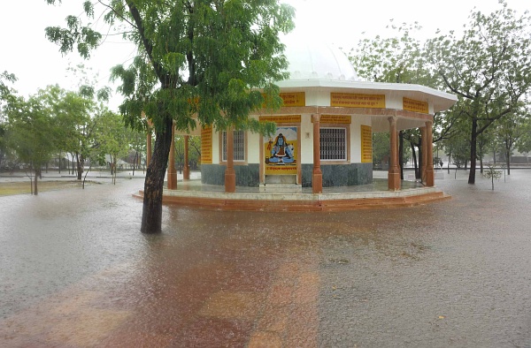 Heavy monsoon rains bring relief to thirsty nature and people in Jadan ashram