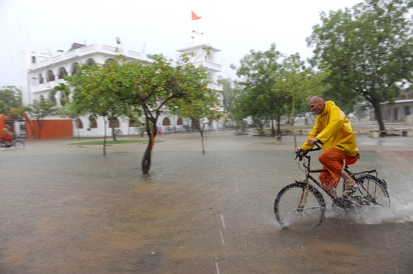 Heavy monsoon rains bring relief to thirsty nature and people in Jadan ashram